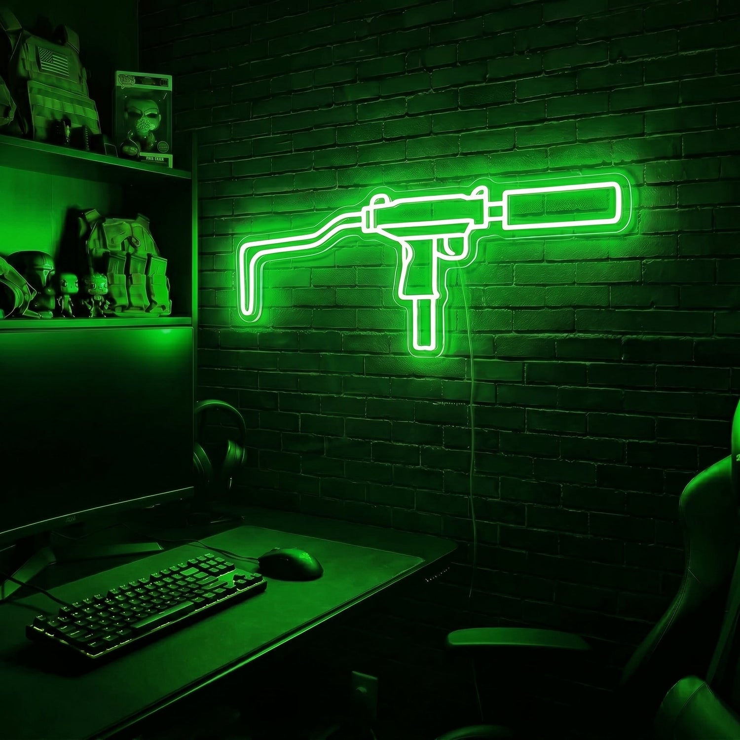 Mini Uzi premium LED neon sign - Green