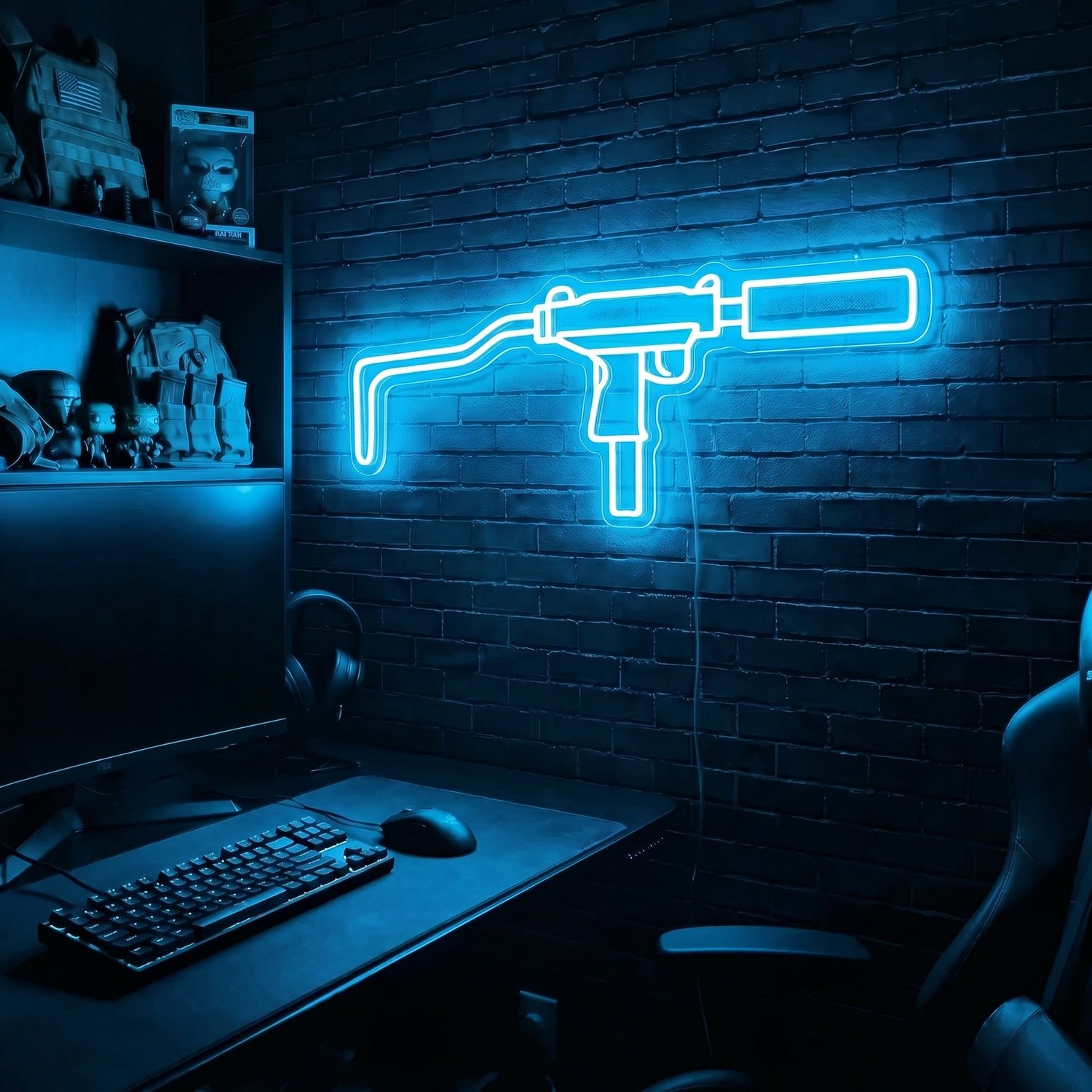 Mini Uzi premium LED neon sign - Ice Blue