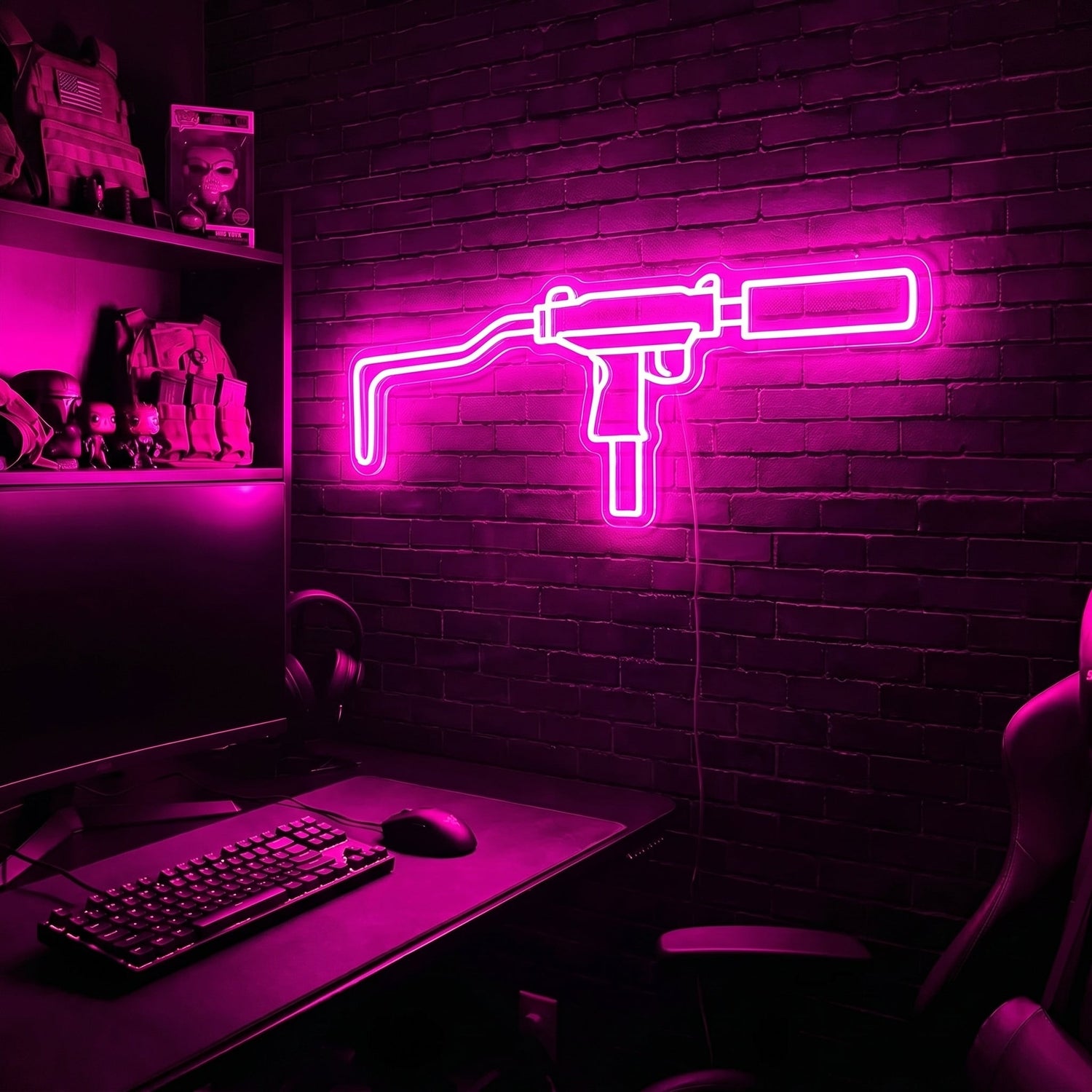 Mini Uzi premium LED neon sign - Pink