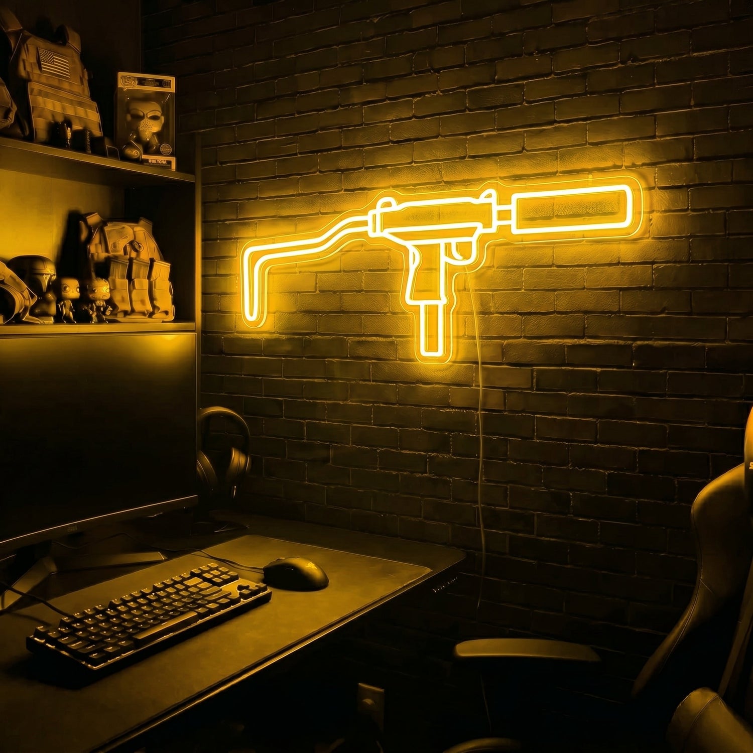 Mini Uzi premium LED neon sign - Yellow