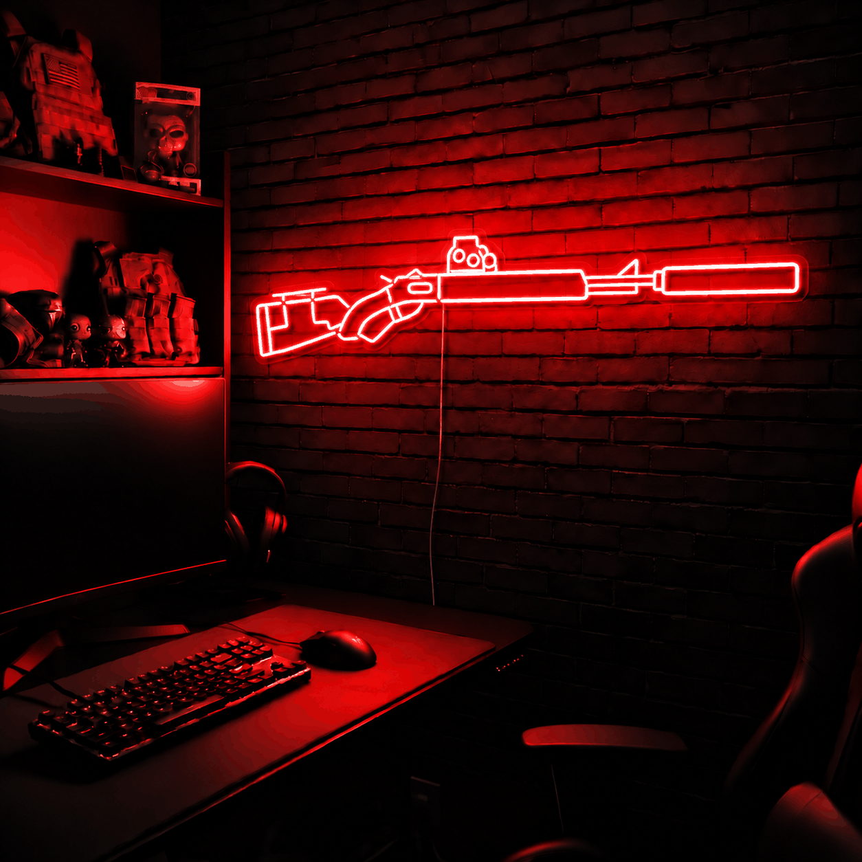 Suppressed Lever Gun LED sign mockup cycling through the 10 available single colors