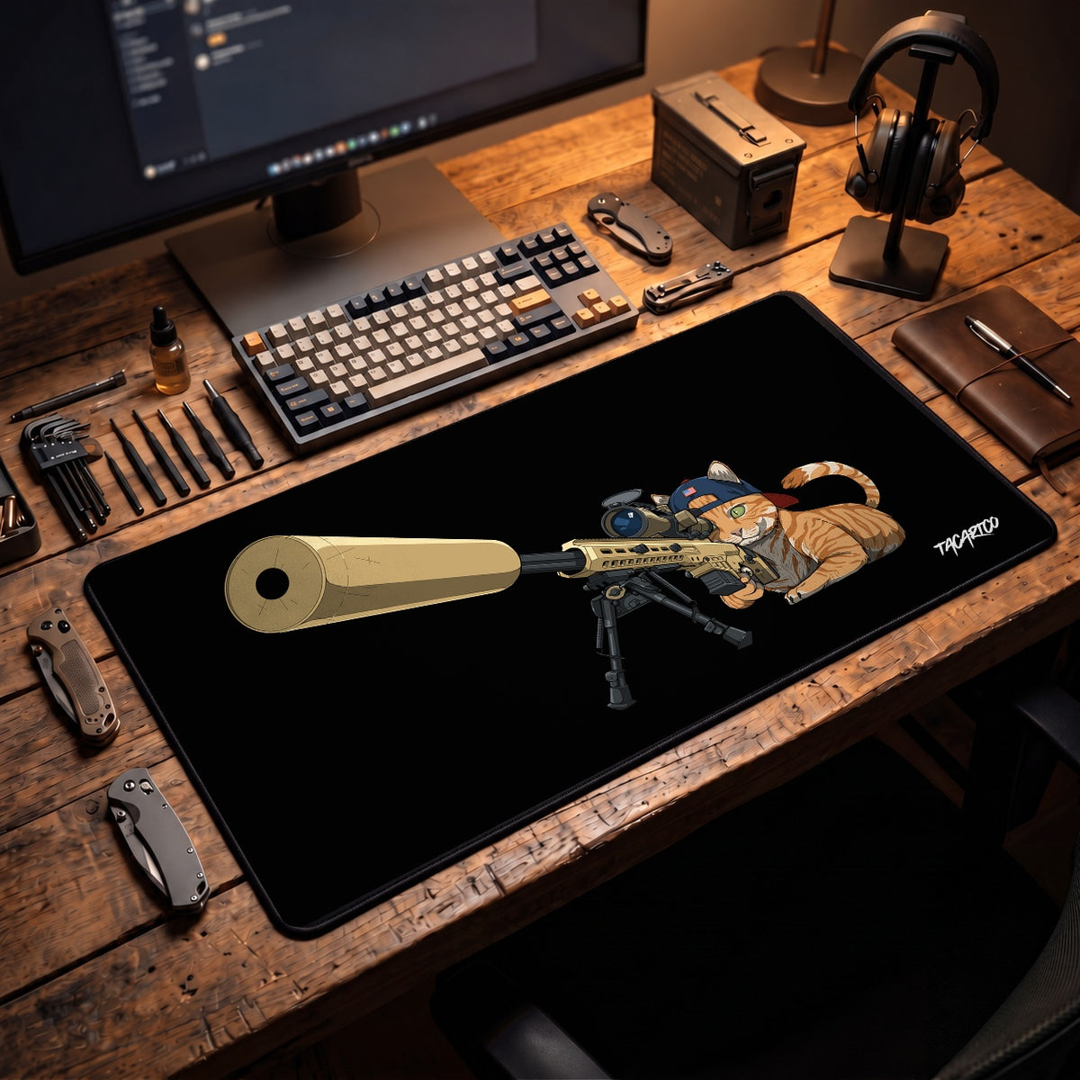 MK22 Recon Cat - Desk Mat lifestyle mockup