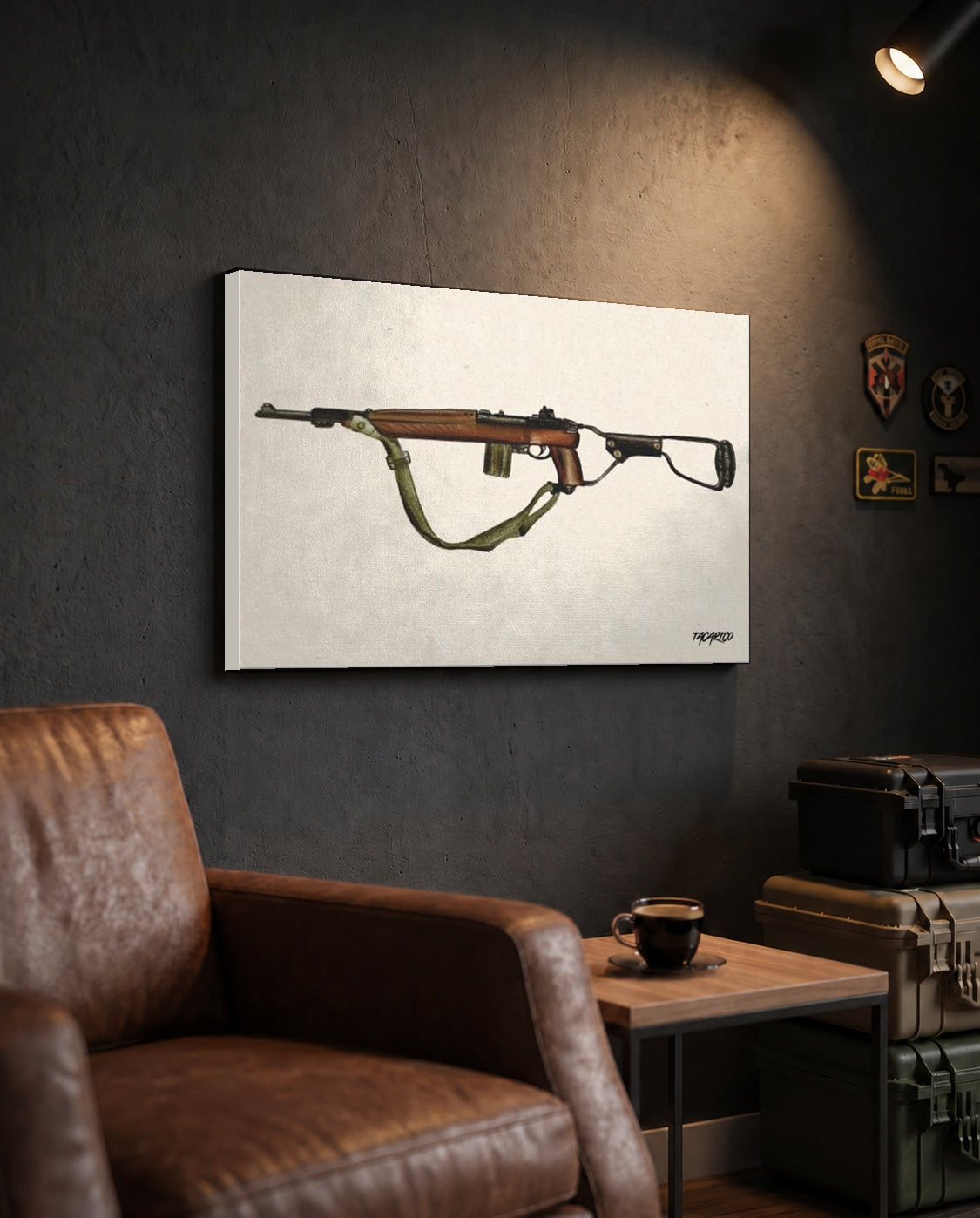 M1 Carbine Sketch - Canvas Print in the TacArtCo lifestyle setting