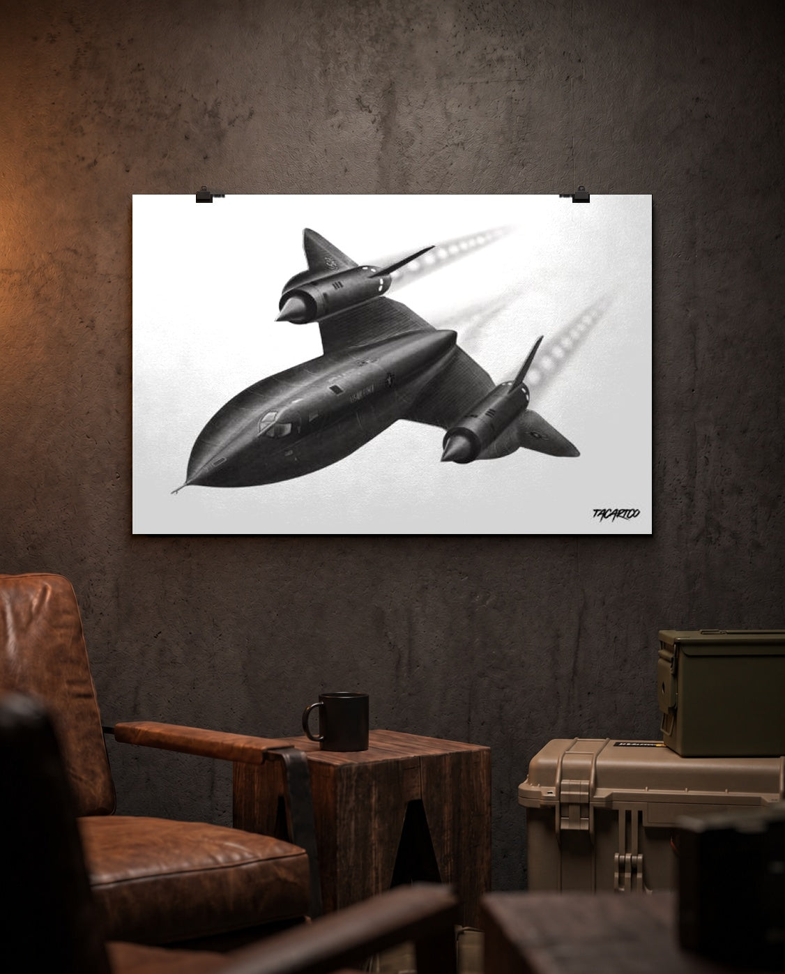 SR-71 Blackbird Sketch - Matte Poster in the TacArtCo lifestyle setting
