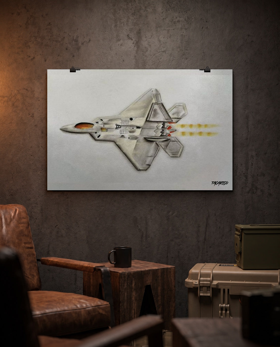 F-22 Raptor Sketch - Matte Poster in the TacArtCo lifestyle setting