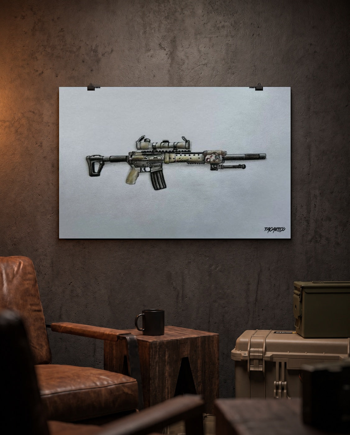 MK12 Mod H Sketch - Matte Poster in the TacArtCo lifestyle setting