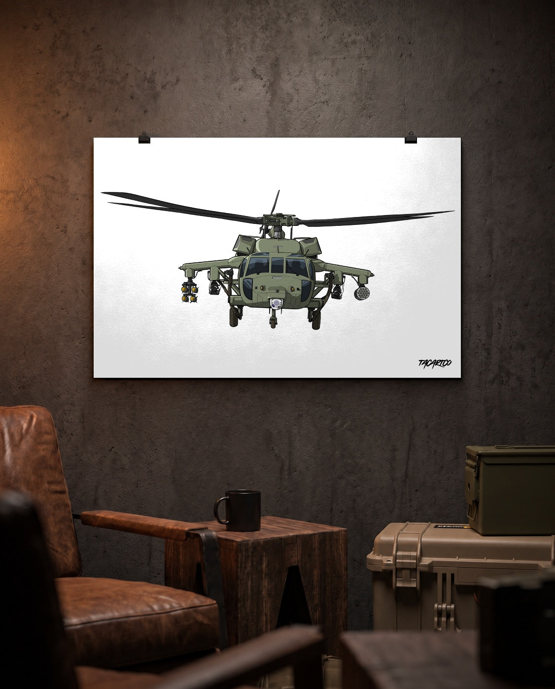 Black Hawk Helicopter - Matte Poster (White Background) — TacArtCo lifestyle cover