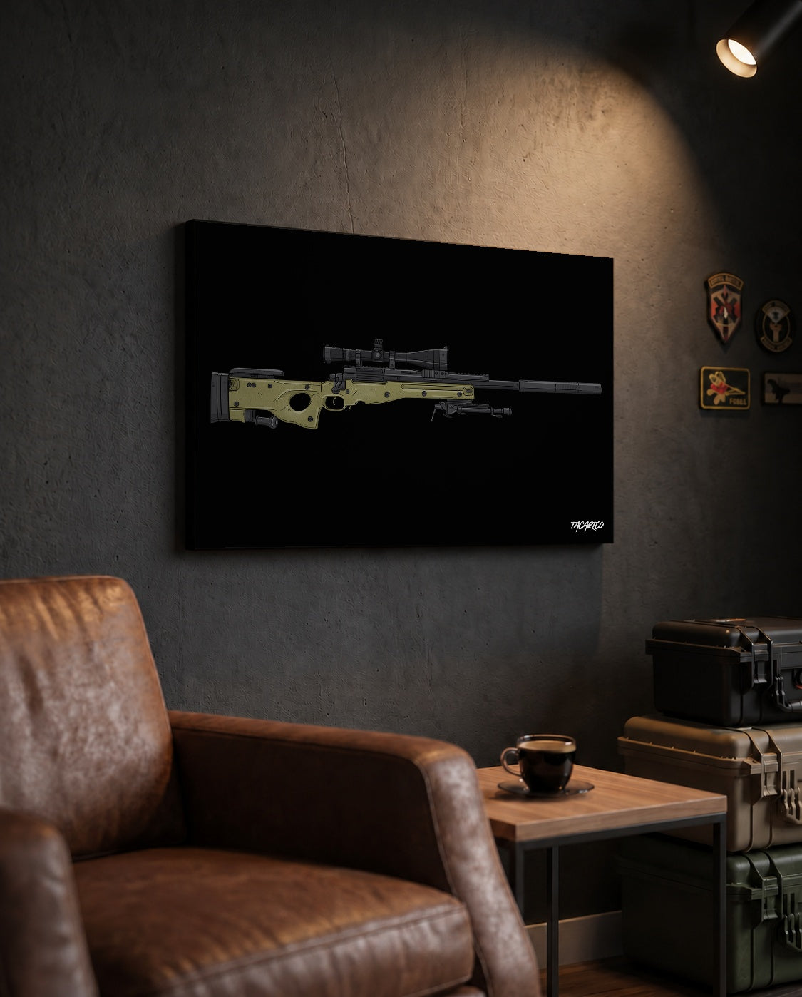 M24A3 Sniper Rifle - Canvas Print (Black Background) — TacArtCo lifestyle mockup