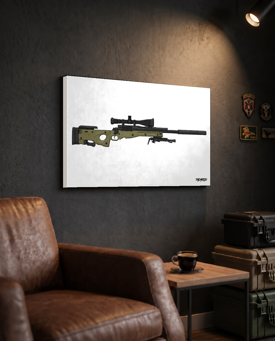 M24A3 Sniper Rifle - Canvas Print (White Background) — TacArtCo lifestyle mockup