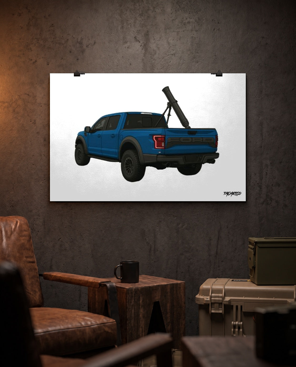 Raptor Mortar Rig - Matte Poster in the TacArtCo collector lounge scene
