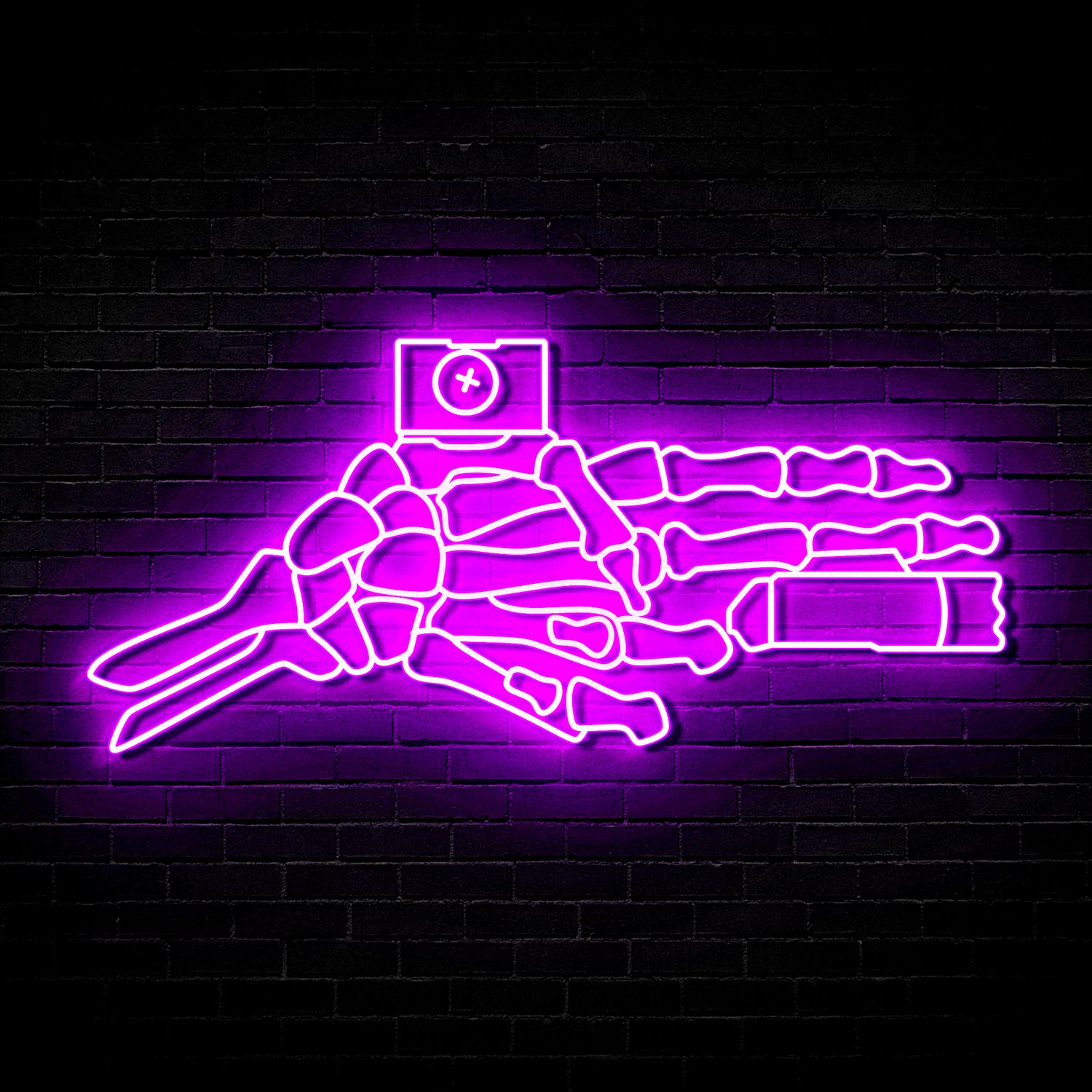 Skeleton Finger Gun v1 - Neon Sign (One Color LED)