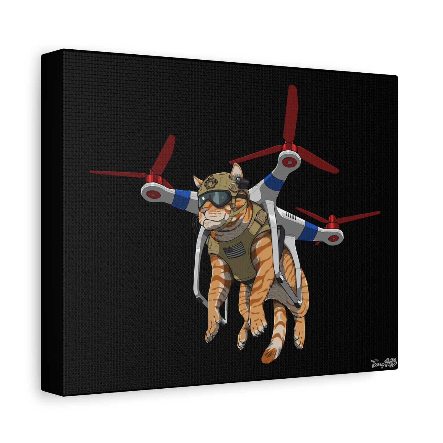 Assault Cat – Feline Strike Team Canvas Print (Black Background)