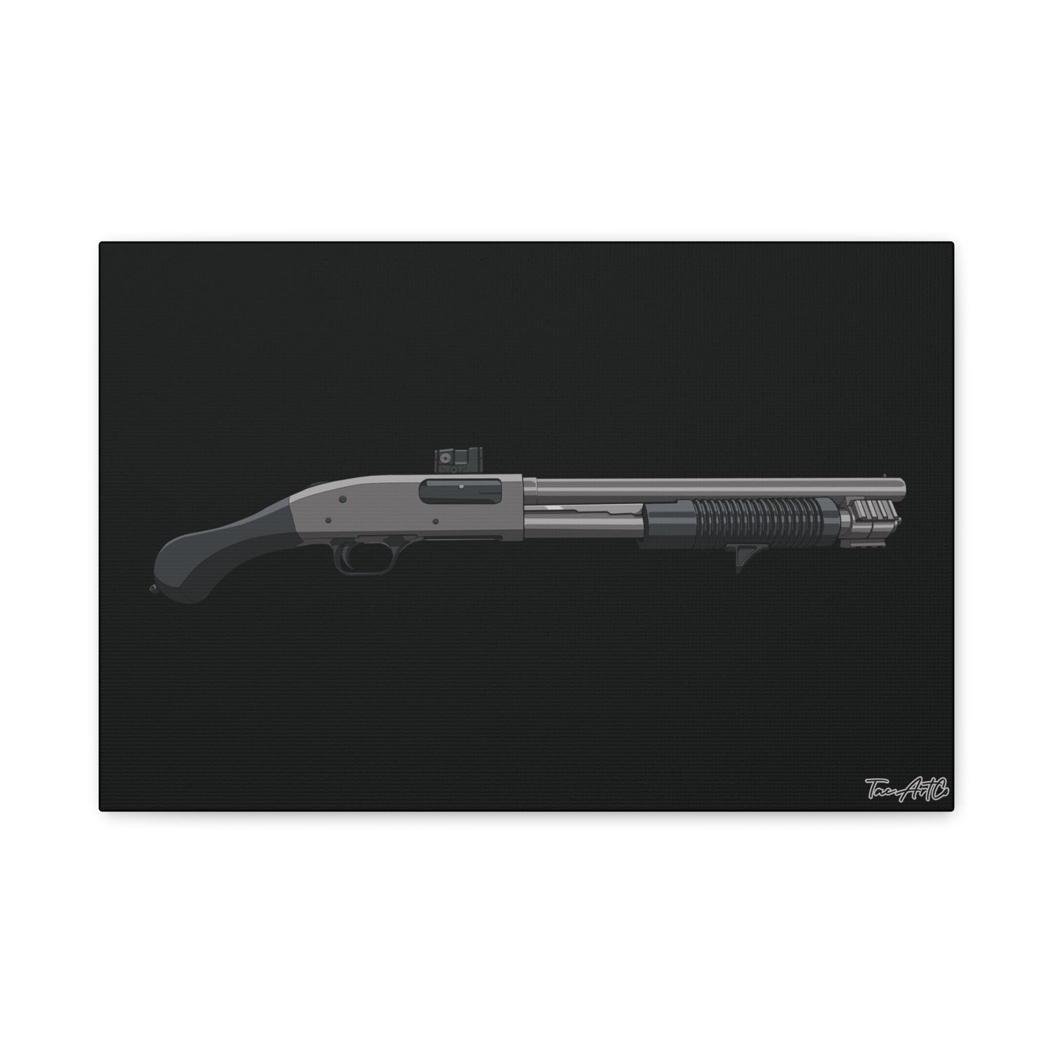 Shorty Mossberg 590A1 – Canvas Print (Black Background)
