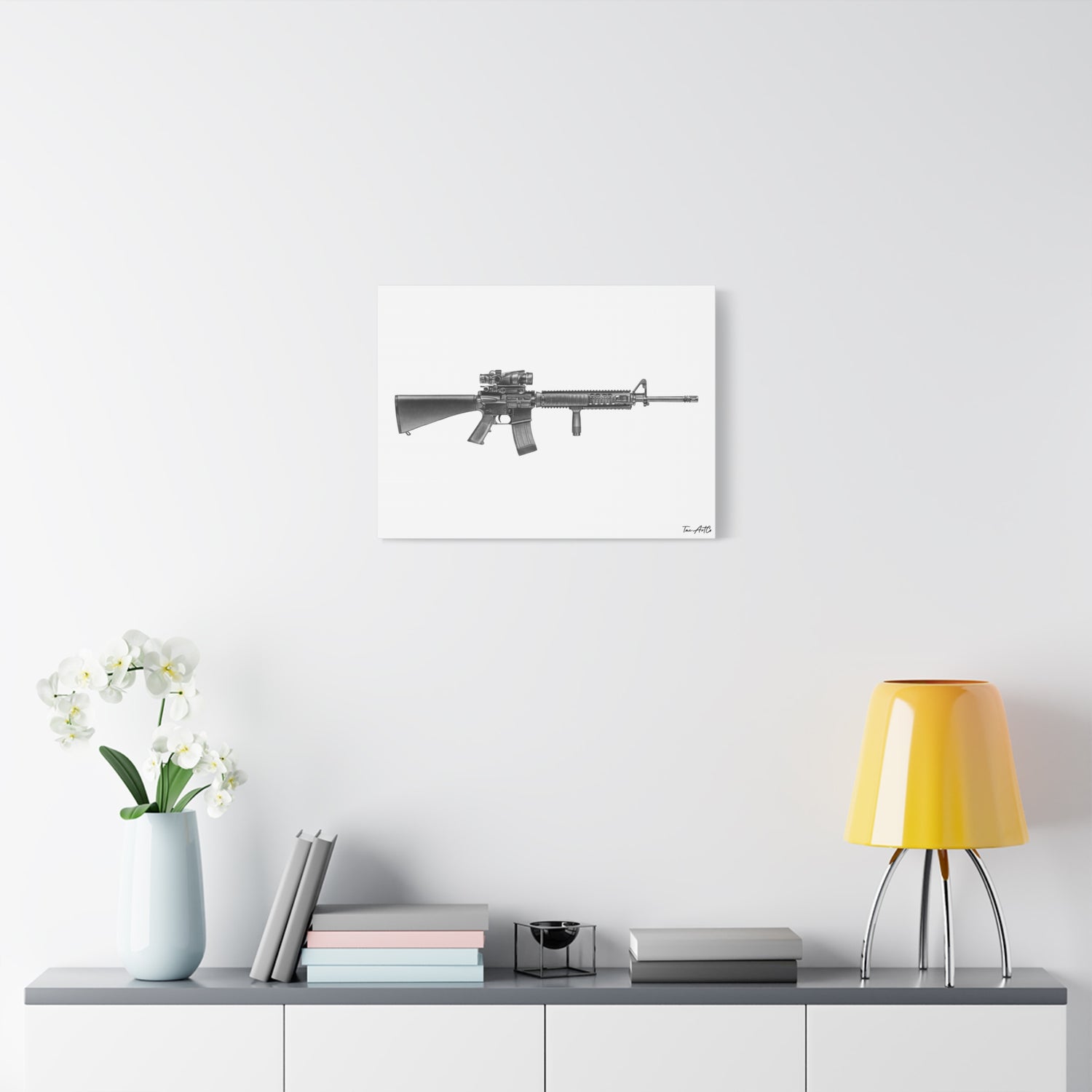 M16A4 Rifle – Pencil-Style Canvas Print
