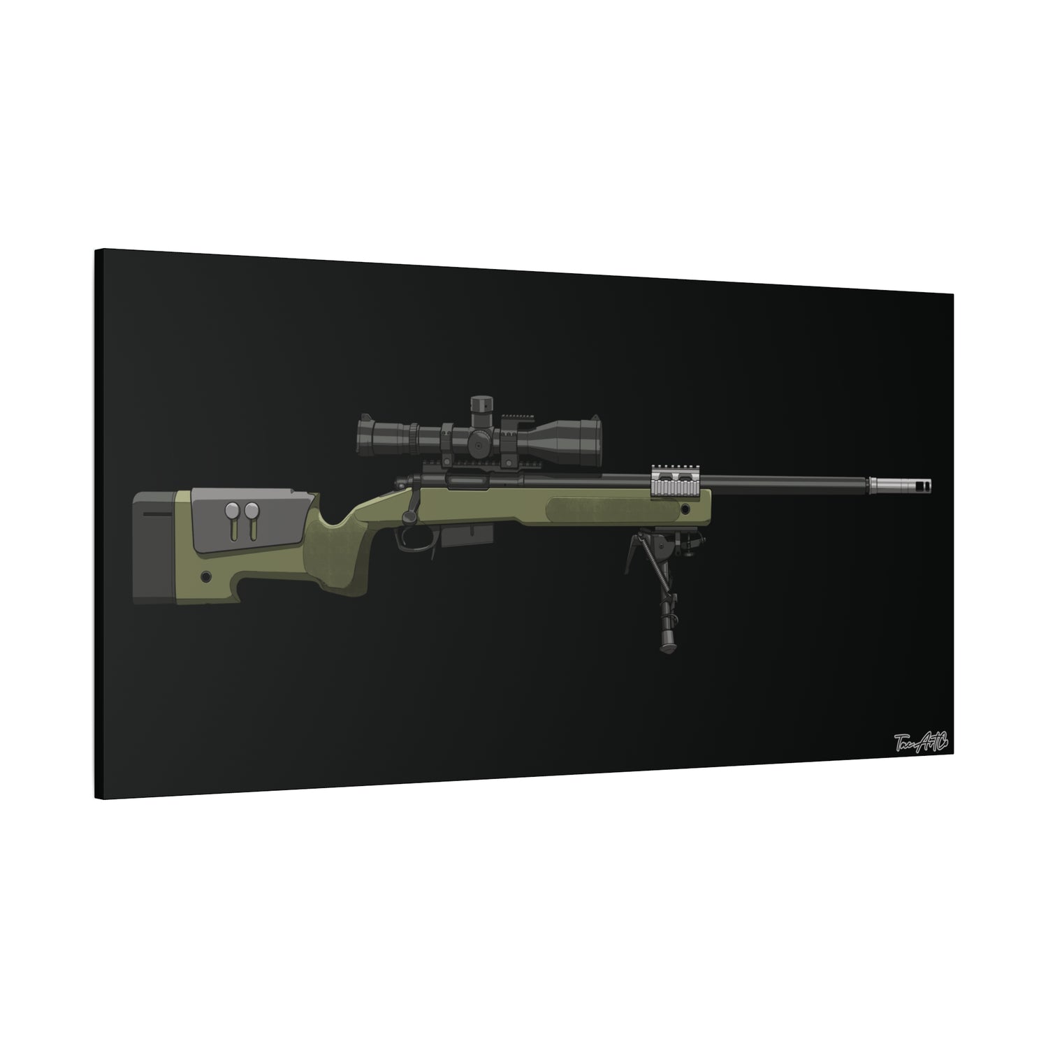 M40A5 Sniper Rifle – Canvas Print (Black Background)