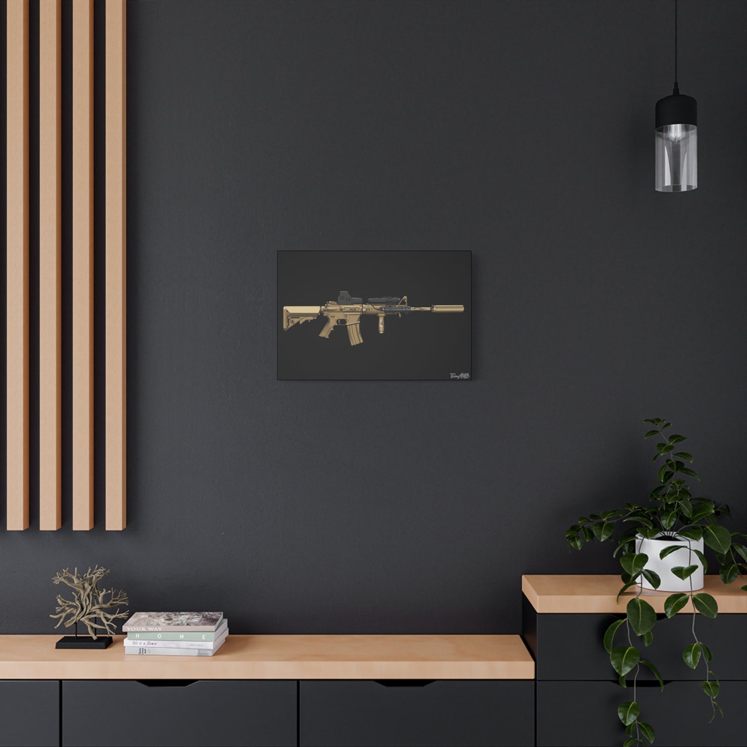 M4A1 Block 1 (Mod1) - Canvas Print (Black Background)
