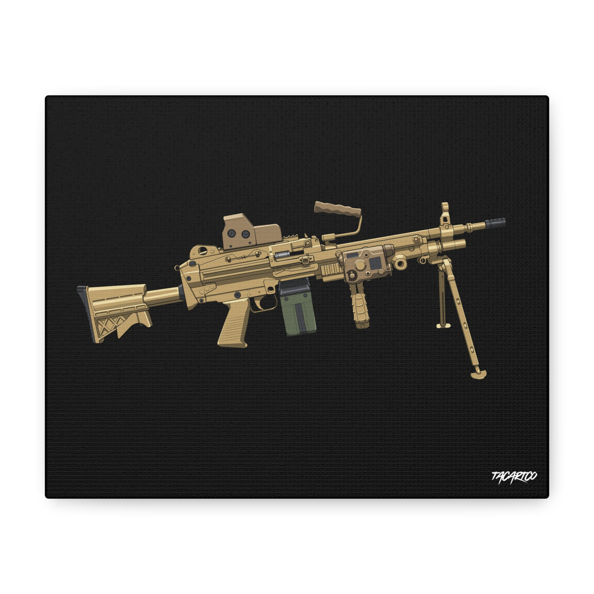M249 SAW - Canvas Print (Black Background)