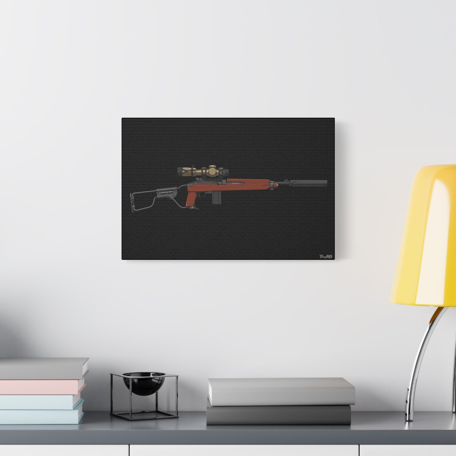 Silent Service – Suppressed M1 Carbine Canvas Print (Black Background)