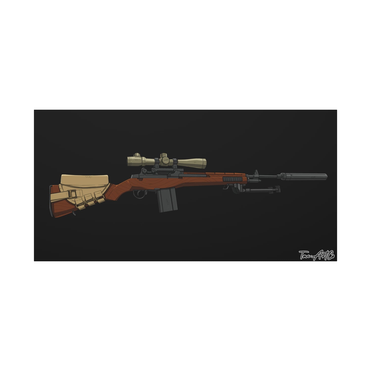Classic M14 Rifle – Canvas Print (Black Background)