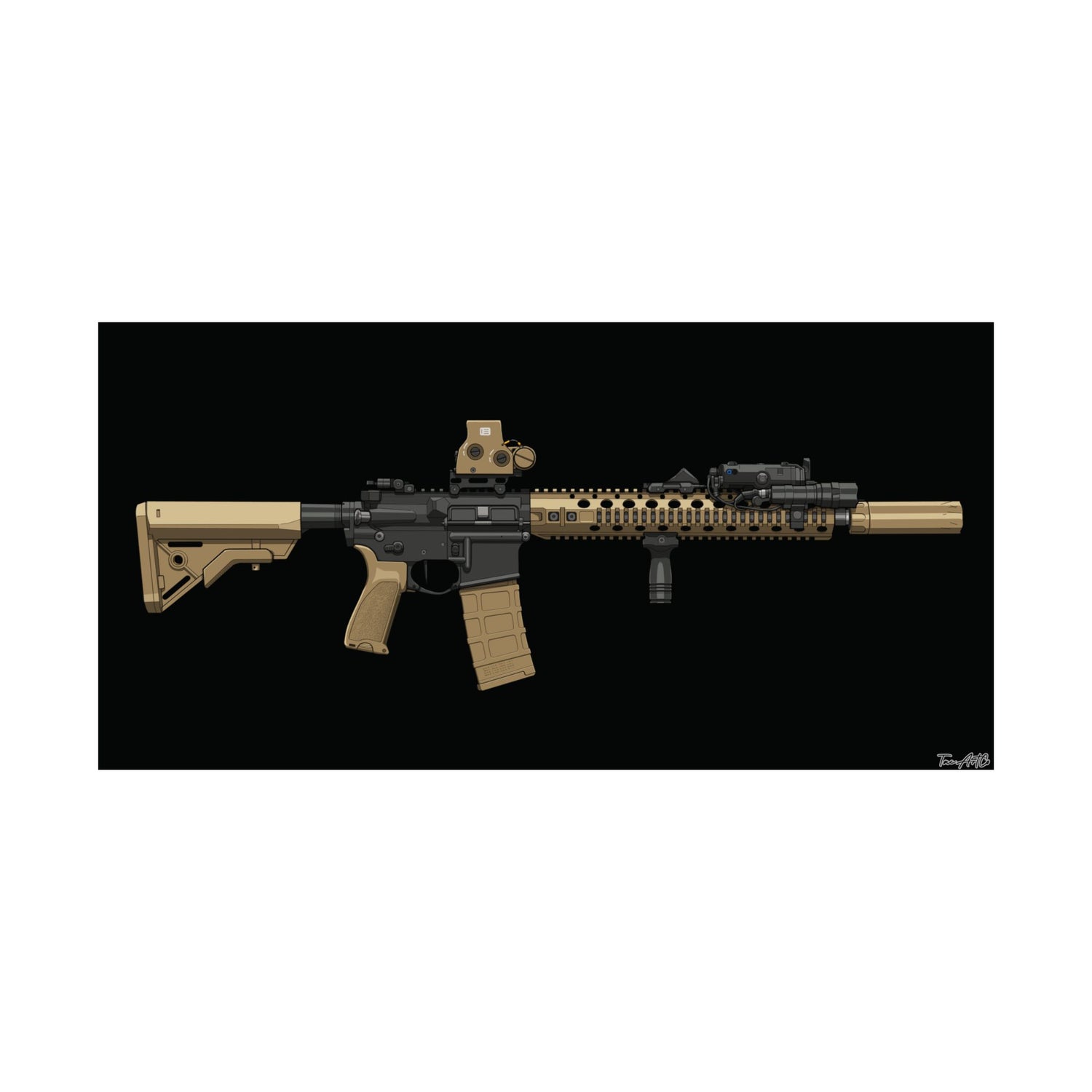 M4A1 Block II - Matte Poster (Black Background)