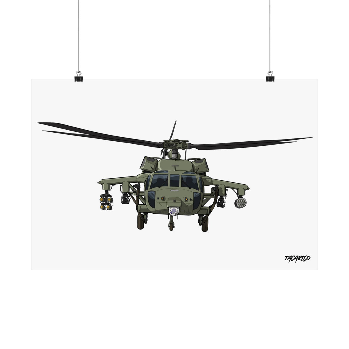Black Hawk Helicopter - Matte Poster (White Background)