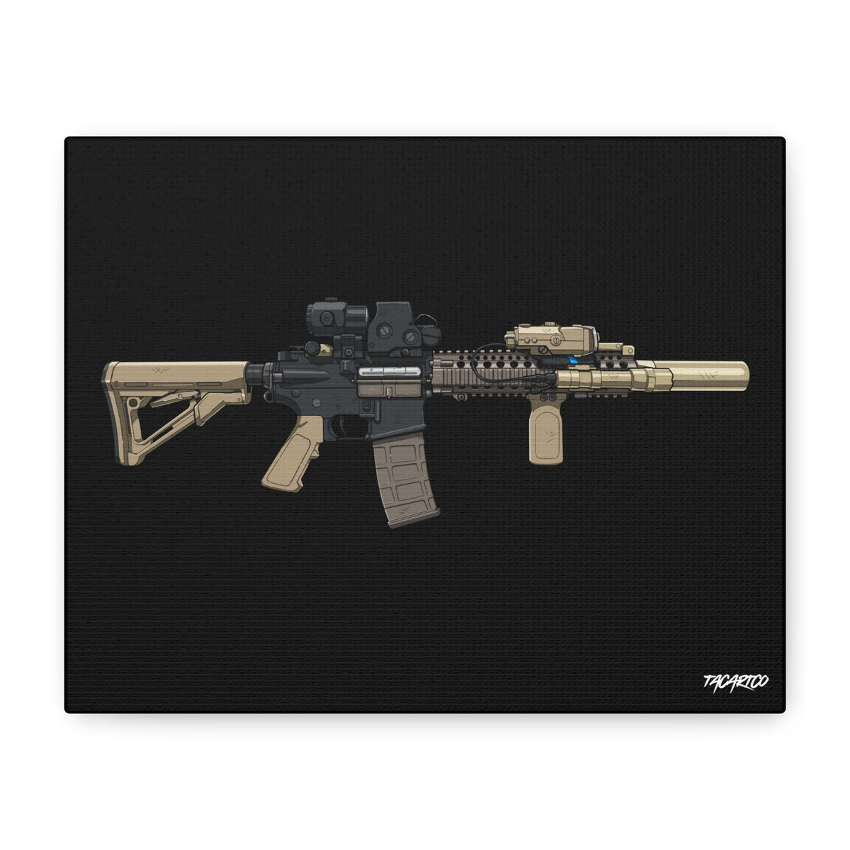 MK18 CQB - Canvas Print (Black Background)