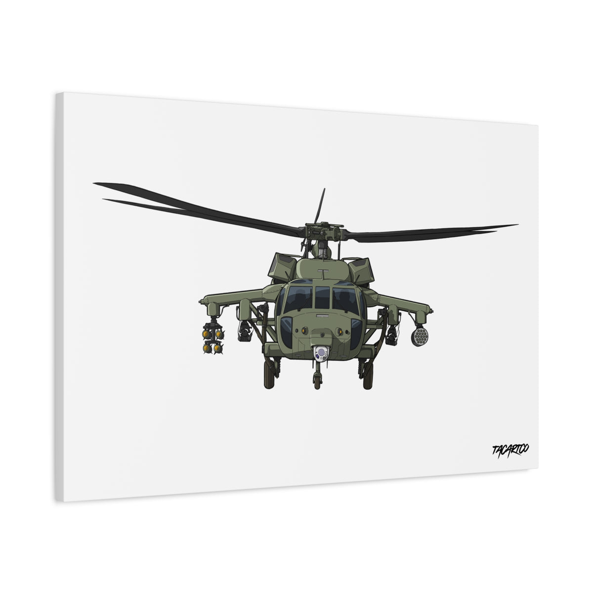 Black Hawk Helicopter - Canvas Print (White Background)