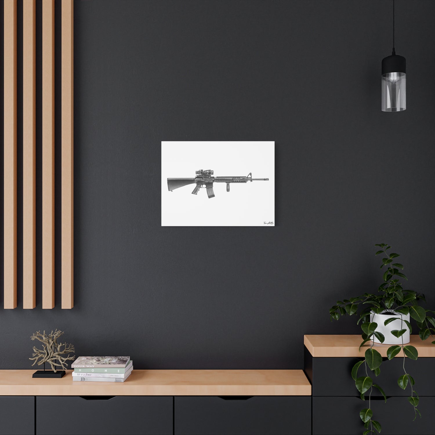 M16A4 Rifle – Pencil-Style Canvas Print