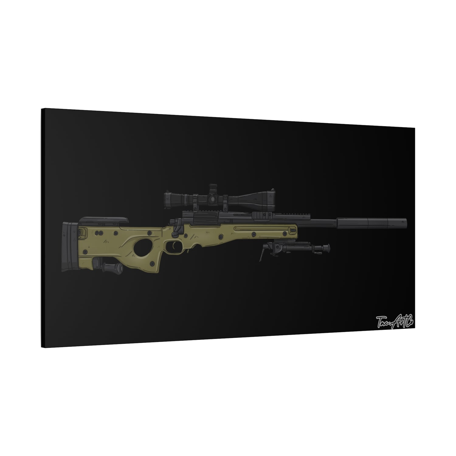 M24A3 Sniper Rifle – Canvas Print (Black Background)