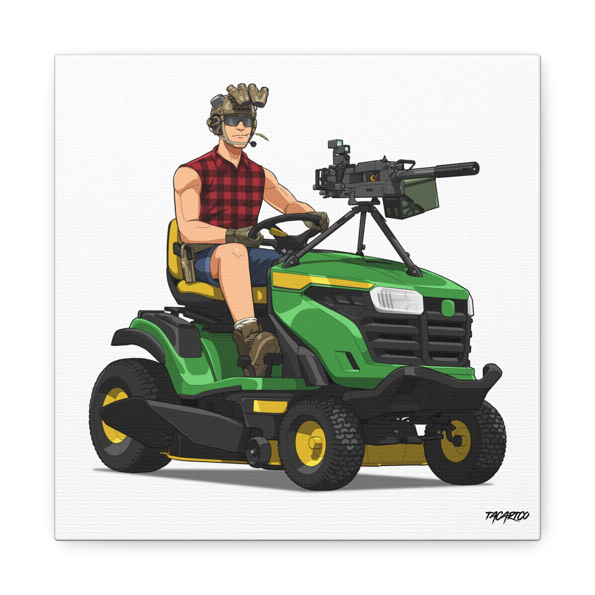 Freedom Cuts Tactical Lawn Mower - Canvas Print (White Background)