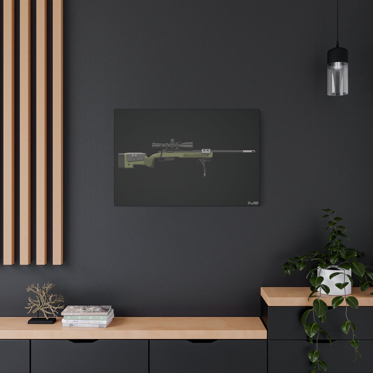 M40A5 Sniper Rifle – Canvas Print (Black Background)