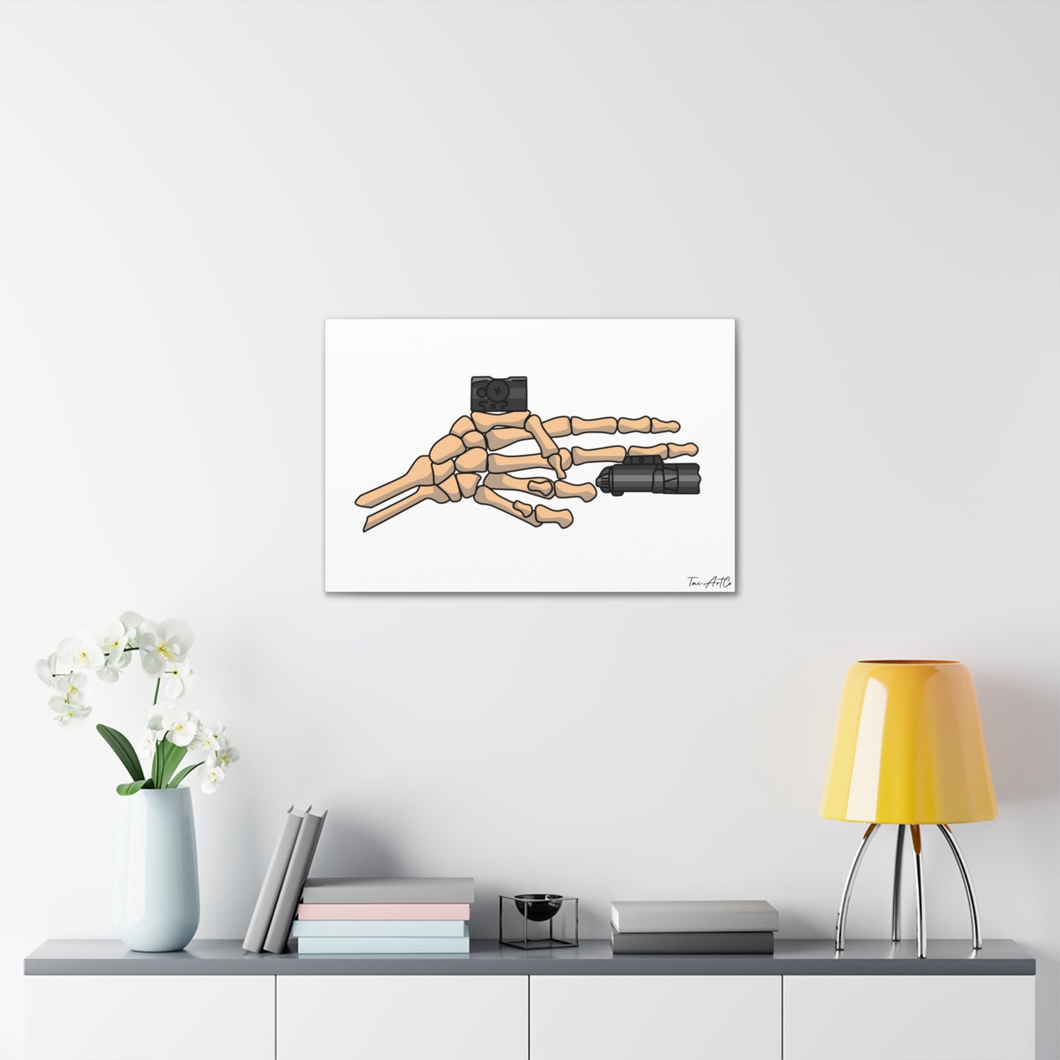 TacArt Skeleton Finger Gun v2 - Canvas Print