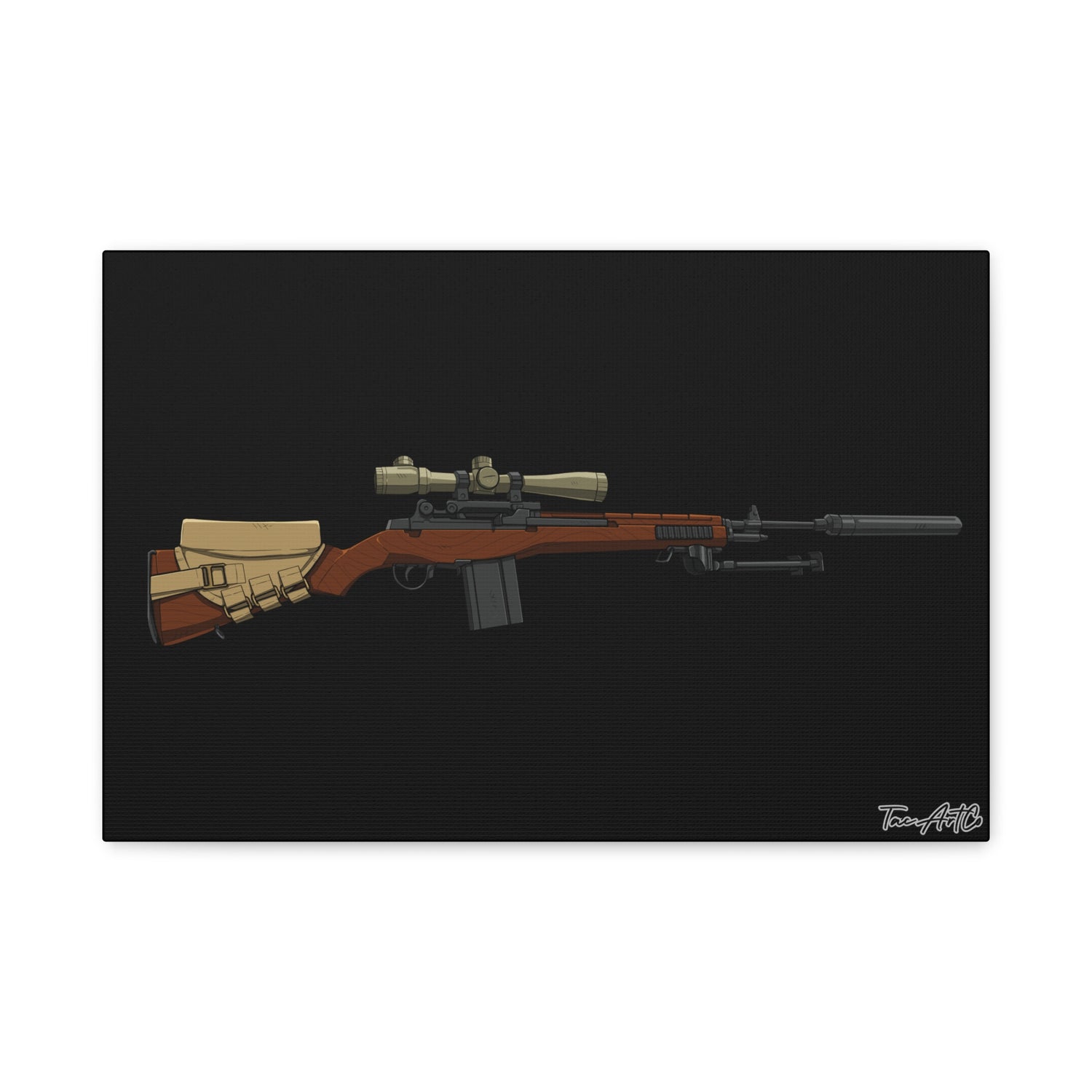 Classic M14 Rifle – Canvas Print (Black Background)