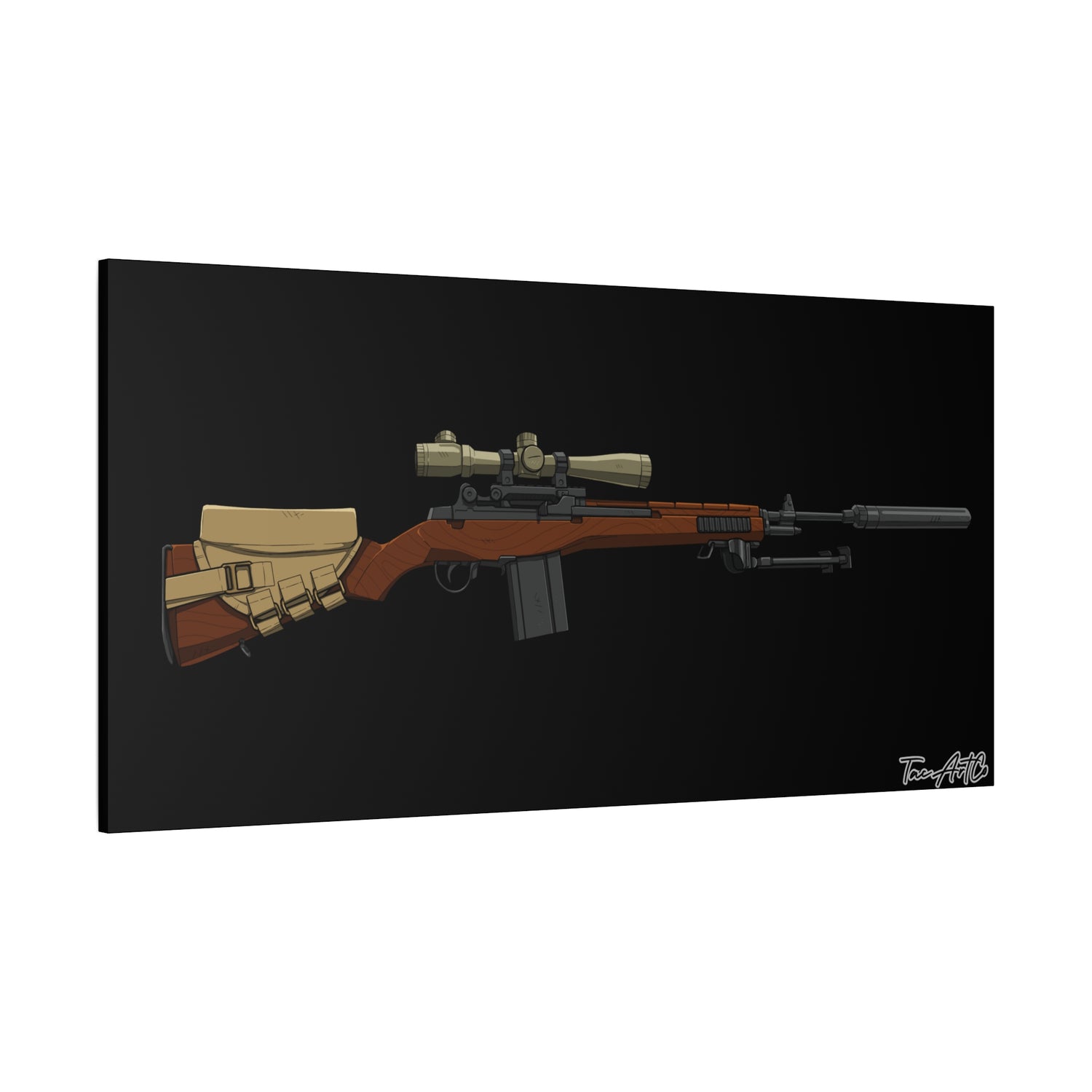 Classic M14 Rifle – Canvas Print (Black Background)
