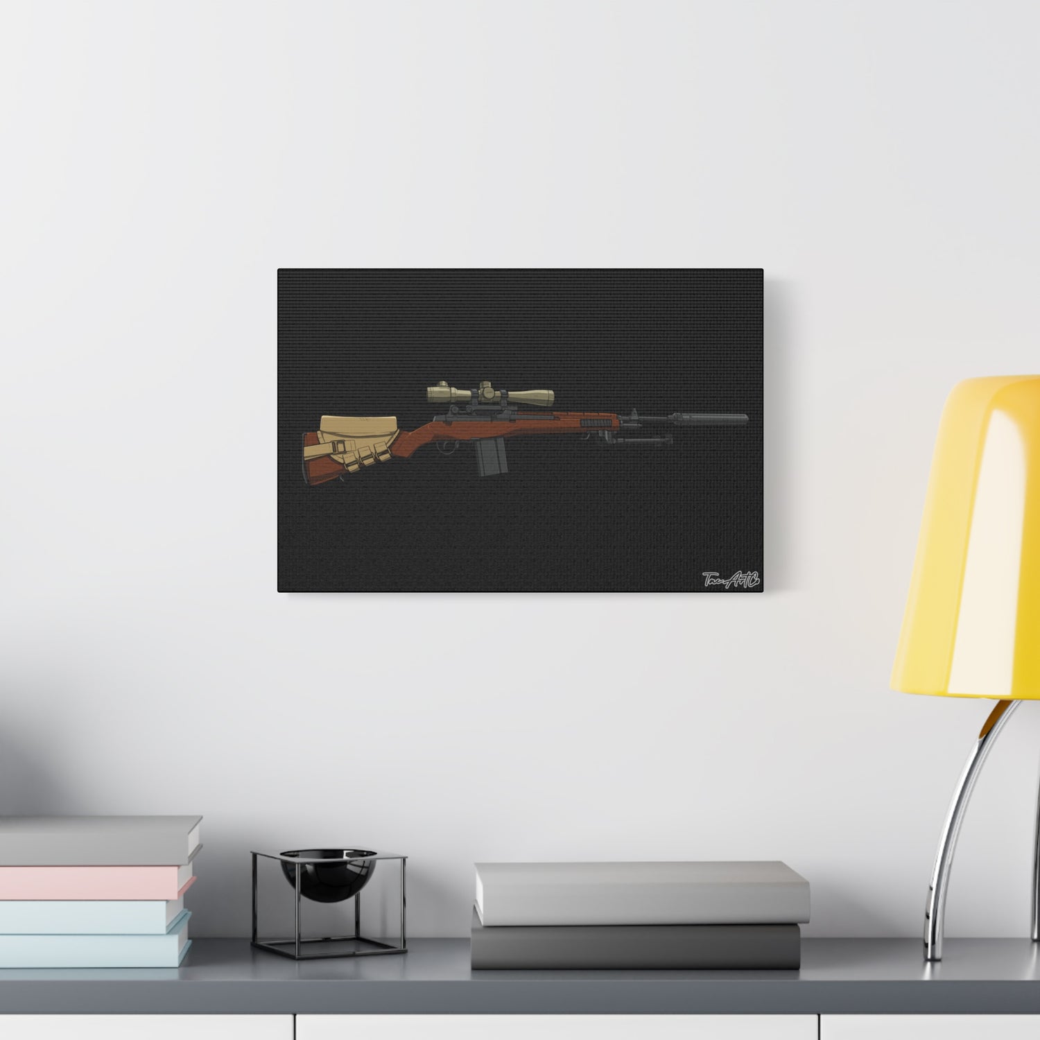 Classic M14 Rifle – Canvas Print (Black Background)