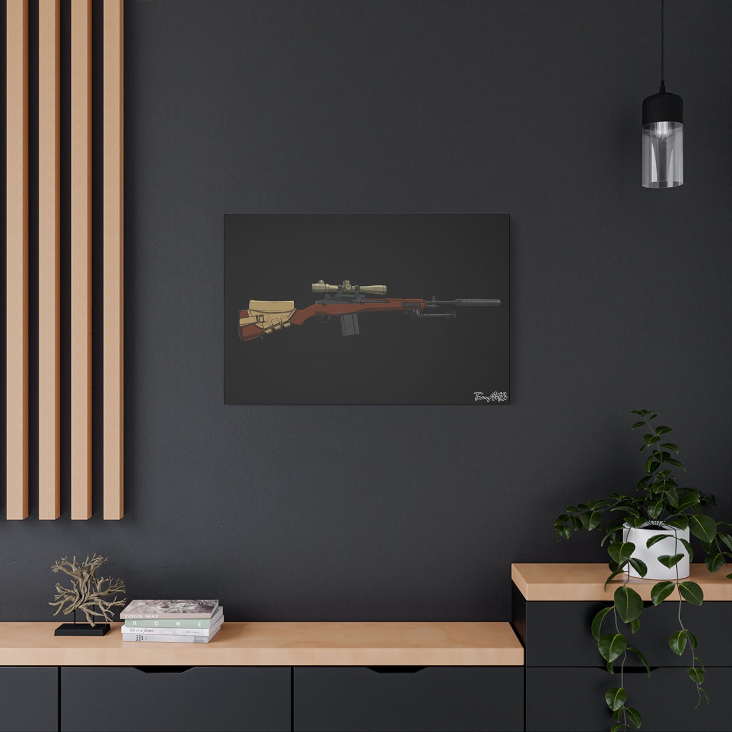 Classic M14 Rifle – Canvas Print (Black Background)
