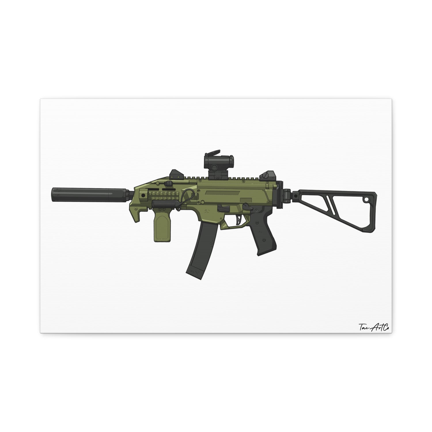 CZ Scorpion EVO 3 Canvas Print – Compact Power, Illustrated
