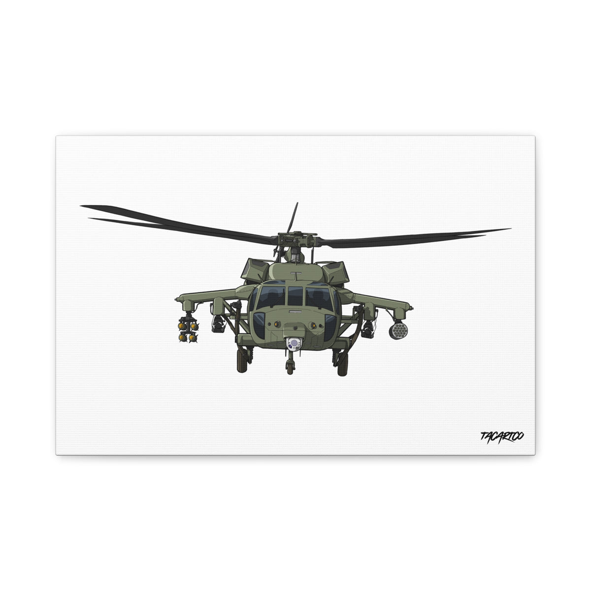 Black Hawk Helicopter - Canvas Print (White Background)