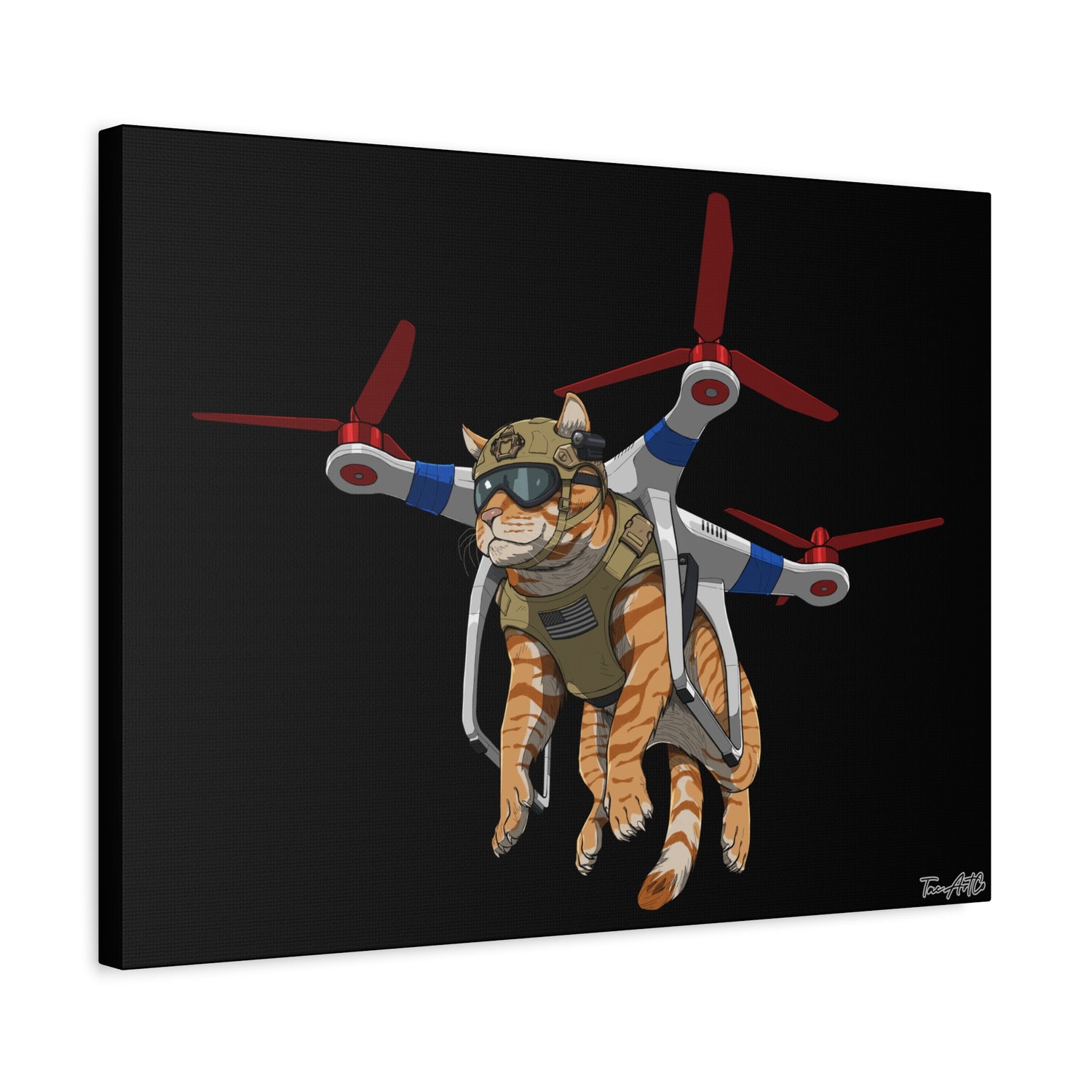 Assault Cat – Feline Strike Team Canvas Print (Black Background)