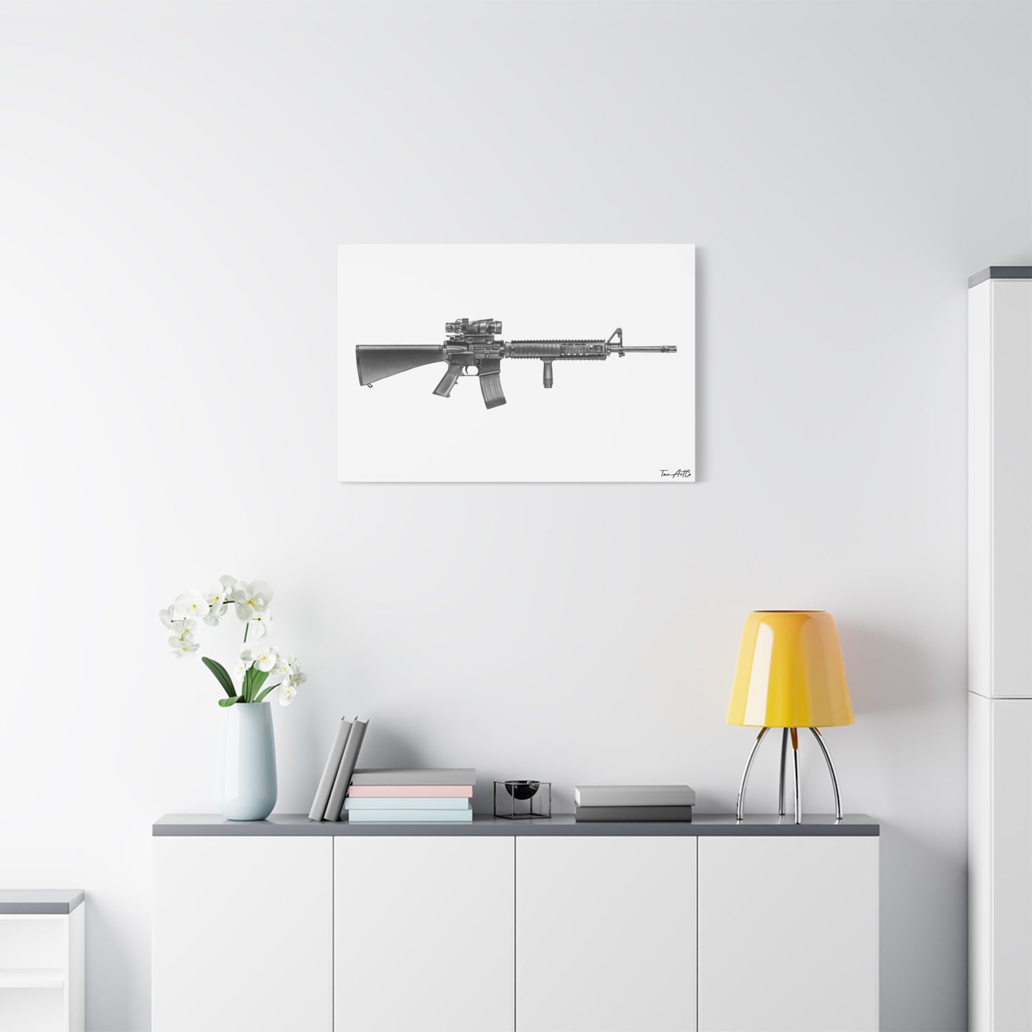 M16A4 Rifle – Pencil-Style Canvas Print