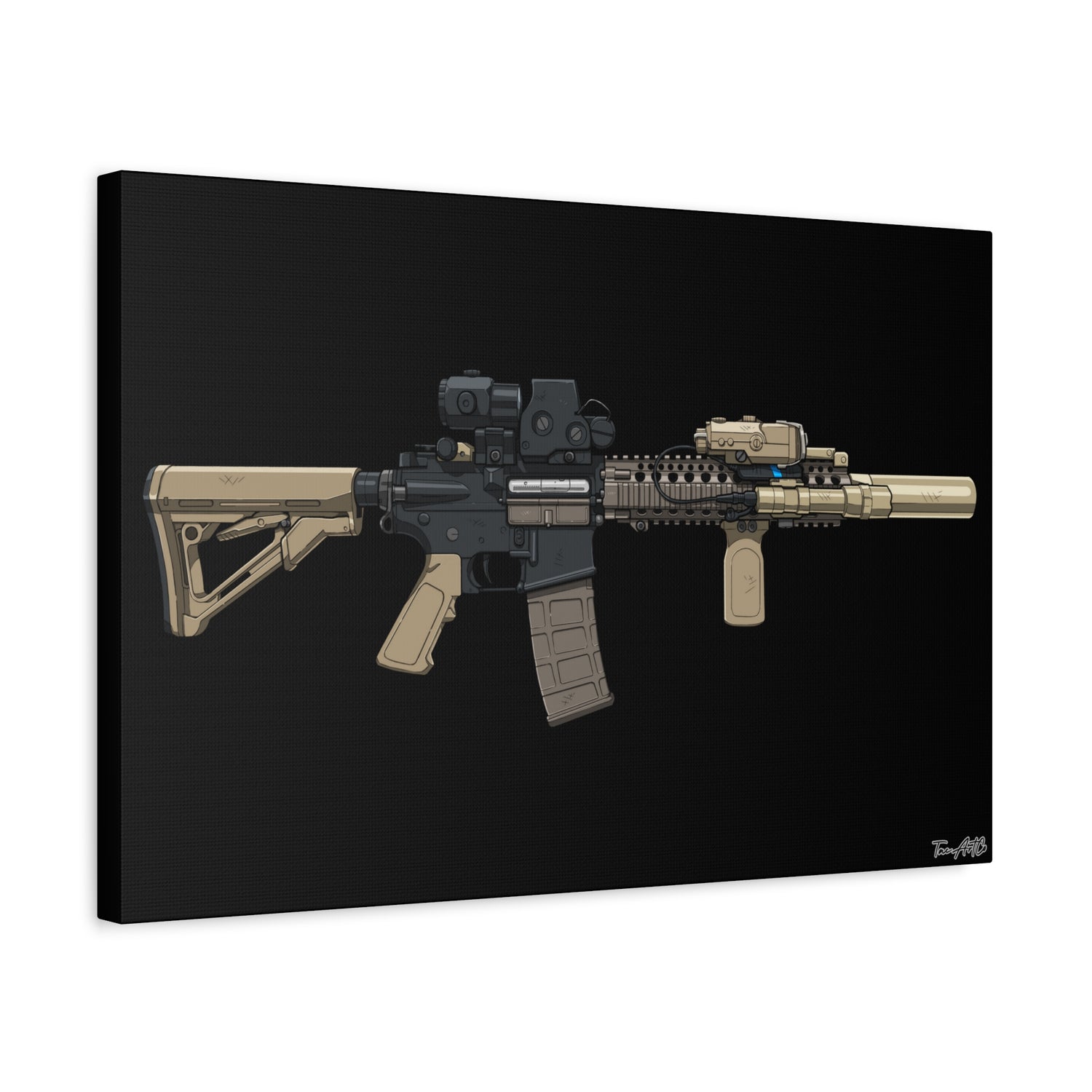 MK18 – Close Quarters King Canvas Print (Black Background)