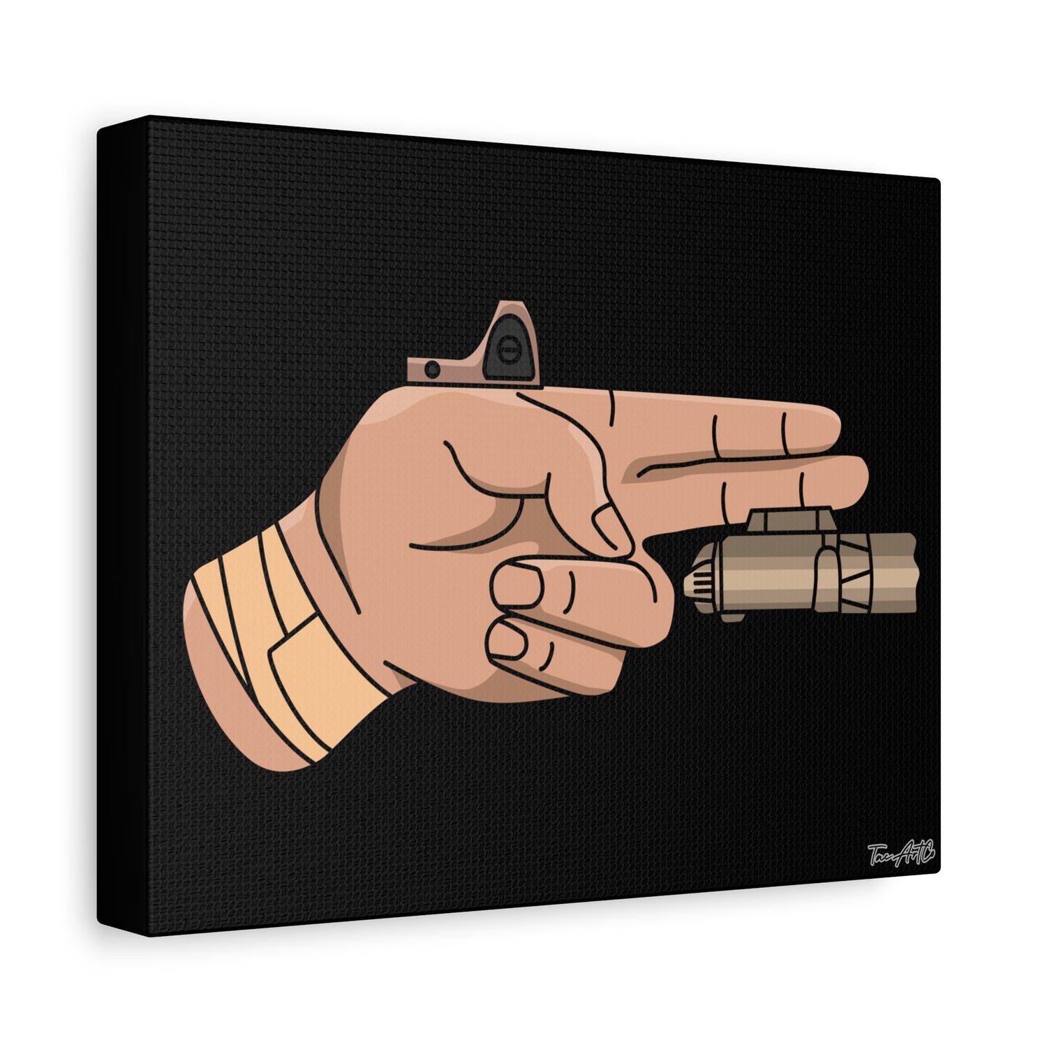 Finger Gun v1 - Canvas Print (Black Background)