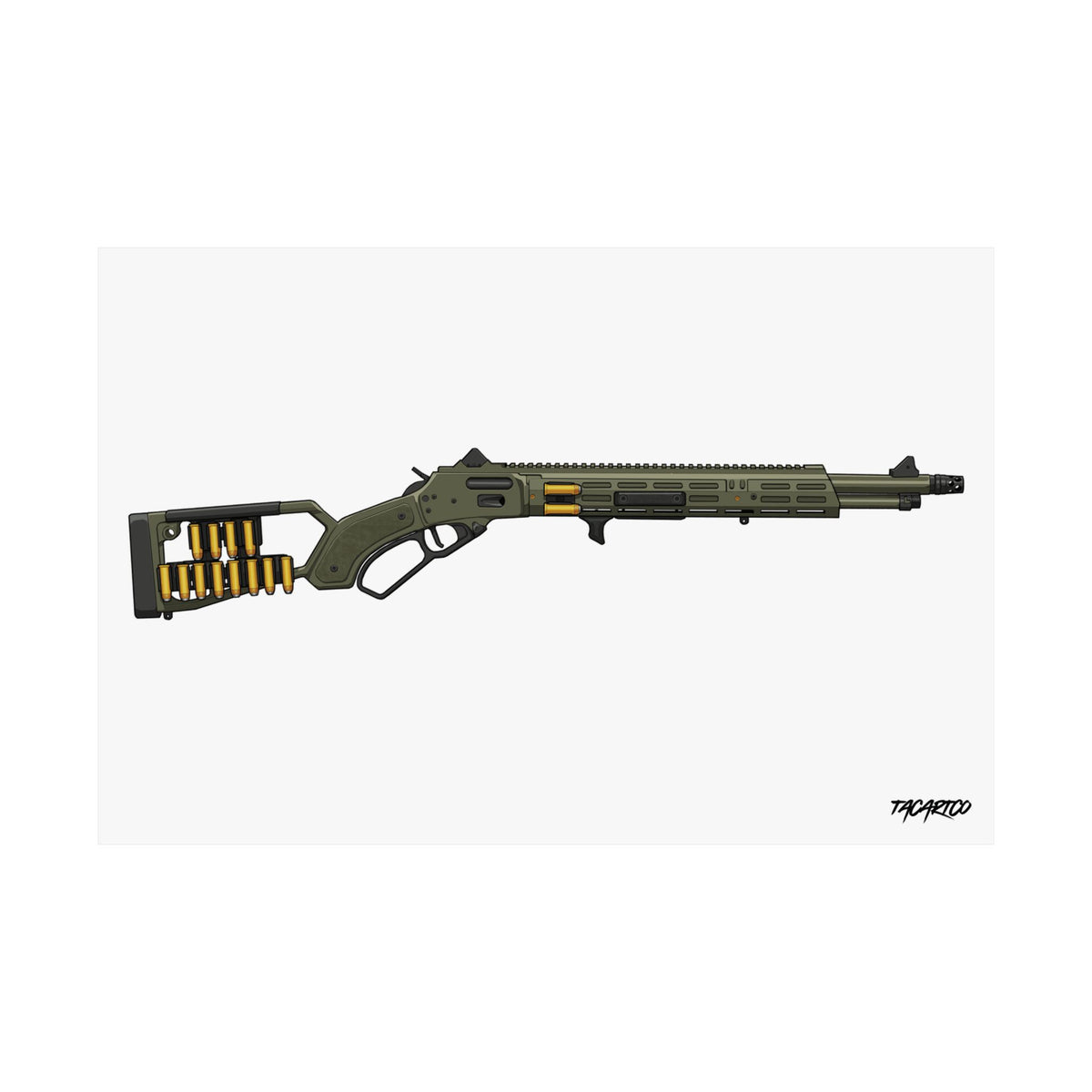 Tactical Lever Action Rifle - Matte Poster (White Background)