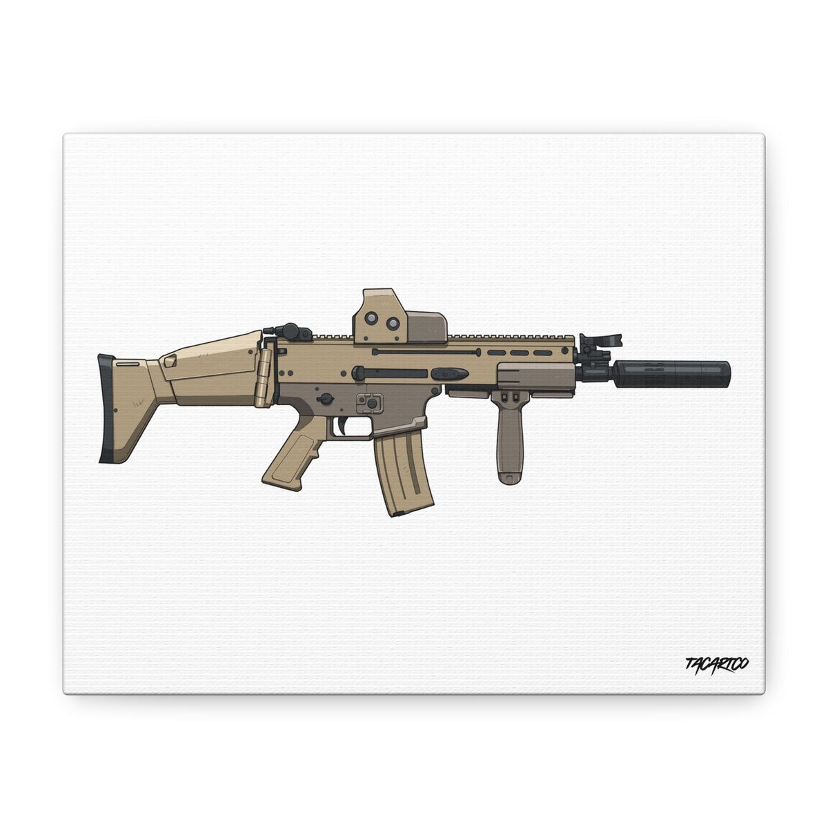 FN SCAR-L Short Barrel - Canvas Print (White Background)