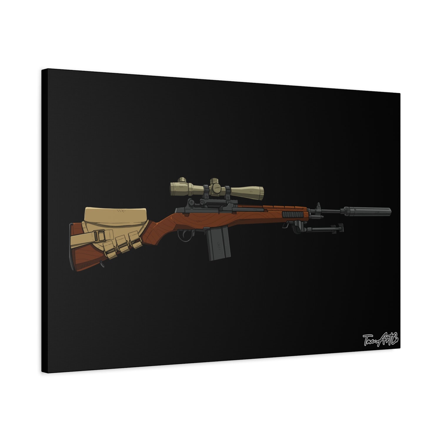 Classic M14 Rifle – Canvas Print (Black Background)