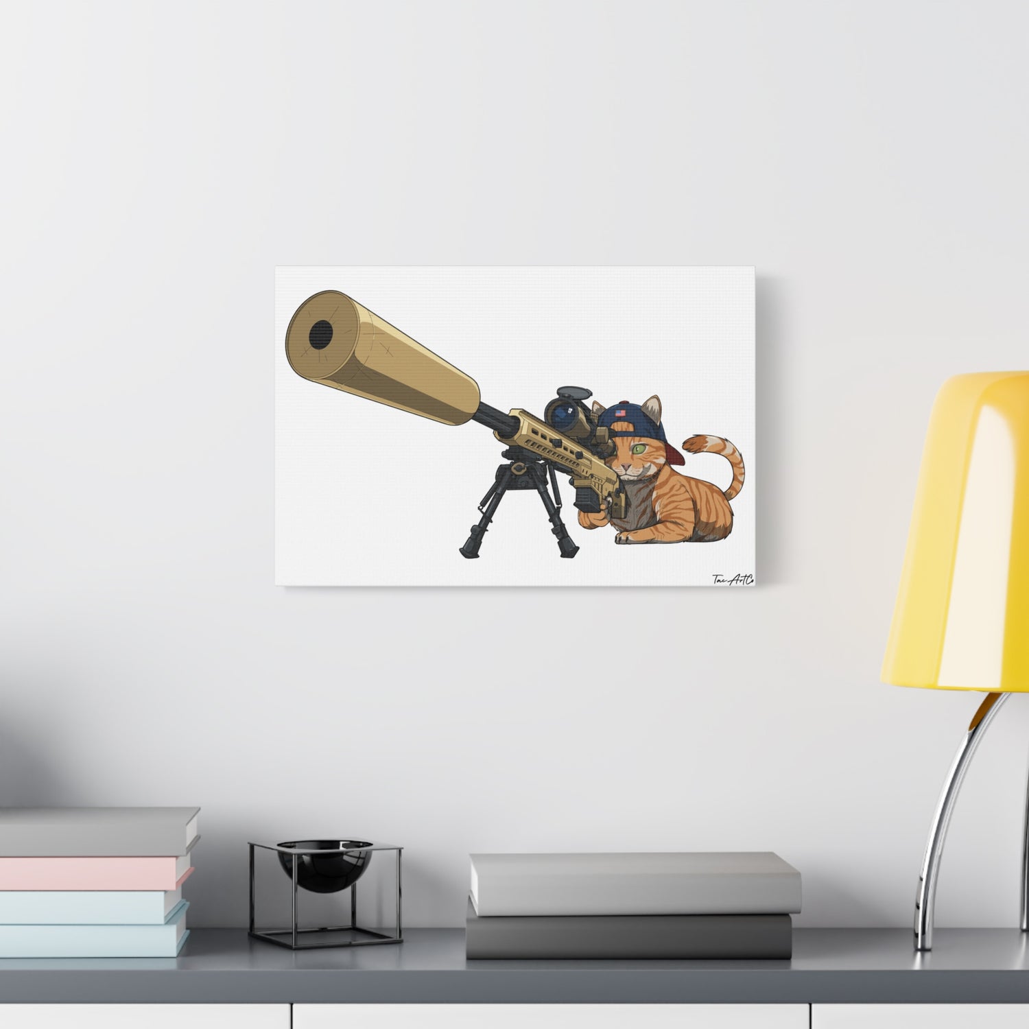 Recon Cat Canvas Print – Feline Sniper with Barrett MK22
