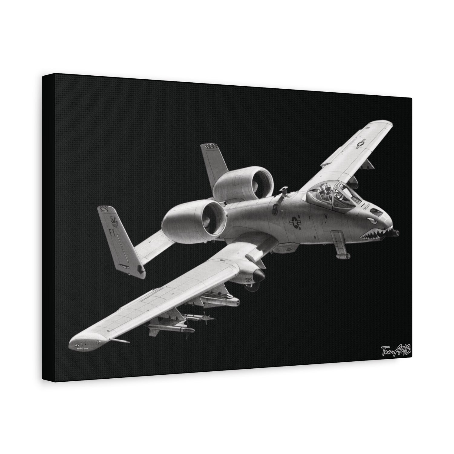 A-10 Warthog – Canvas Print (Black Background)