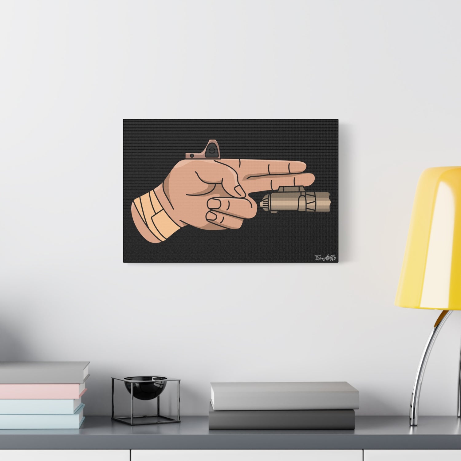 Finger Gun v1 - Canvas Print (Black Background)