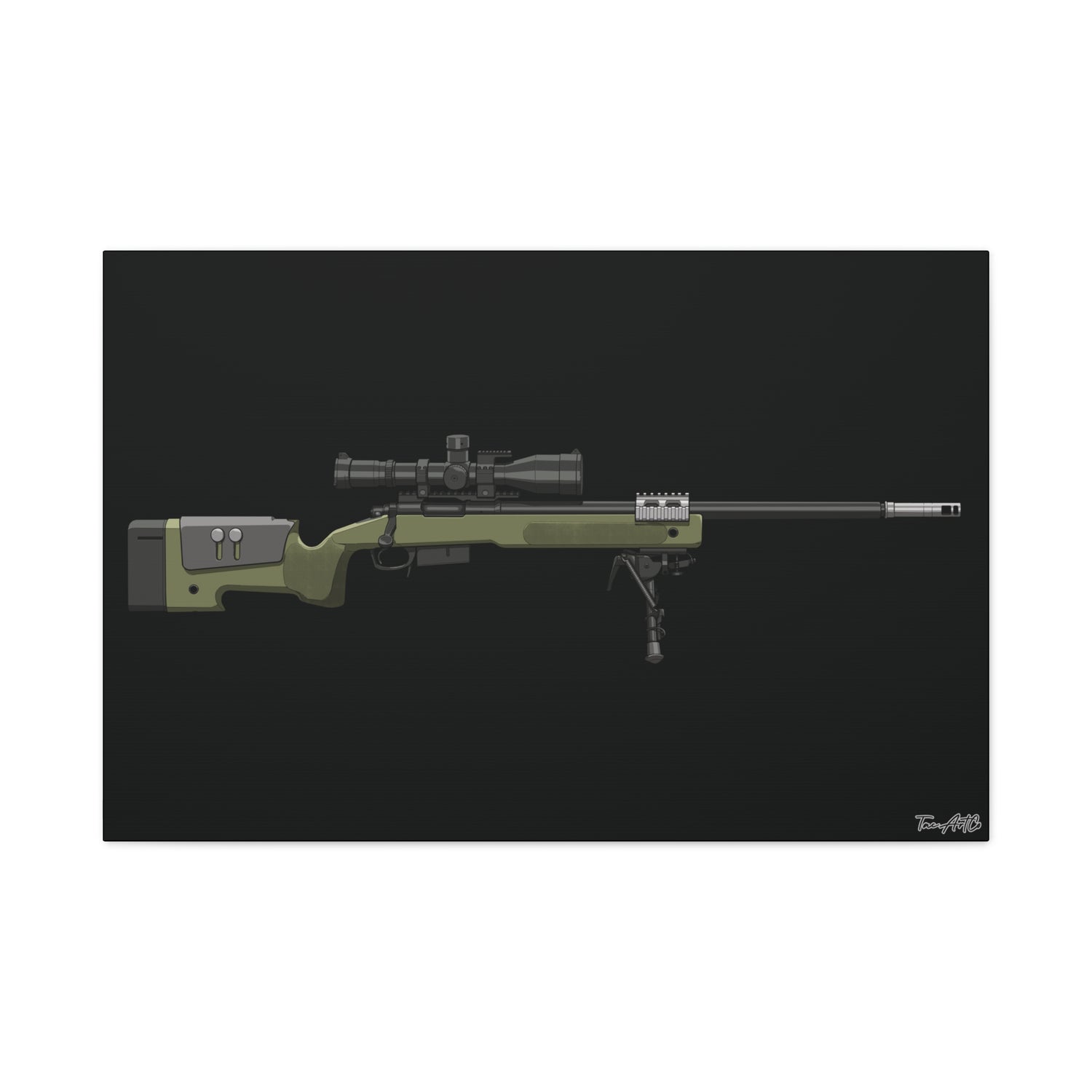 M40A5 Sniper Rifle – Canvas Print (Black Background)