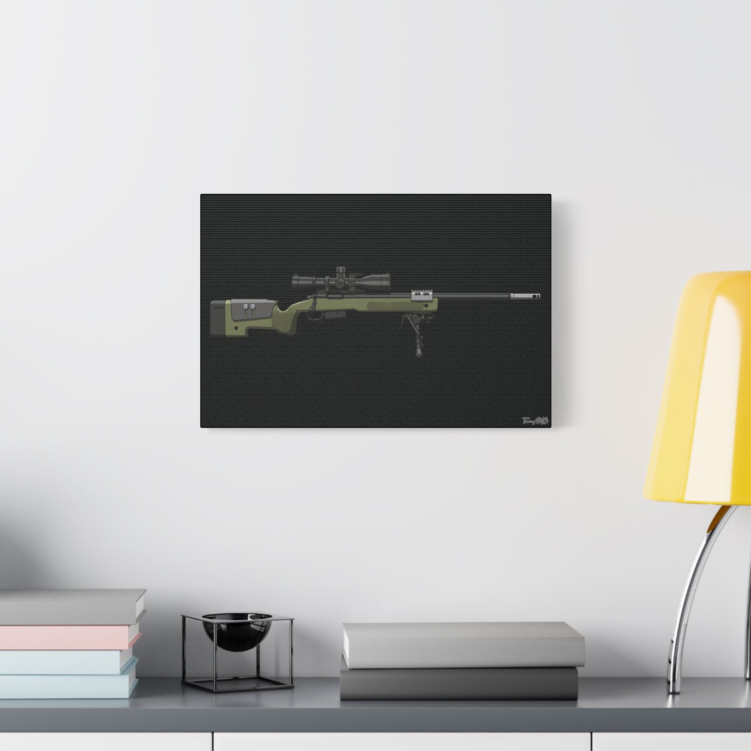 M40A5 Sniper Rifle – Canvas Print (Black Background)